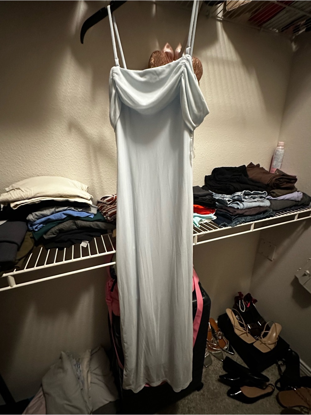 wild fable Light Blue Strapless Cowl Neck Slip Dress